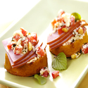 Breakfast Polenta Crostini with Ham & Wisconsin Asiago